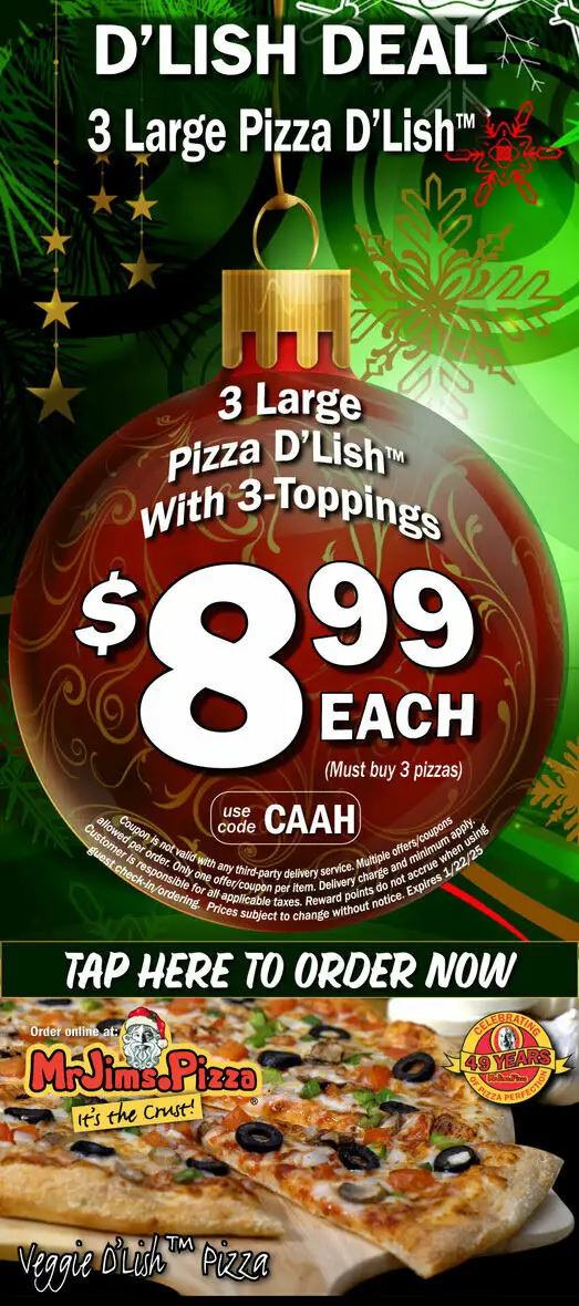 15% Off Mr. Jim's Pizza Coupons &amp; Deals (Jan 2025)