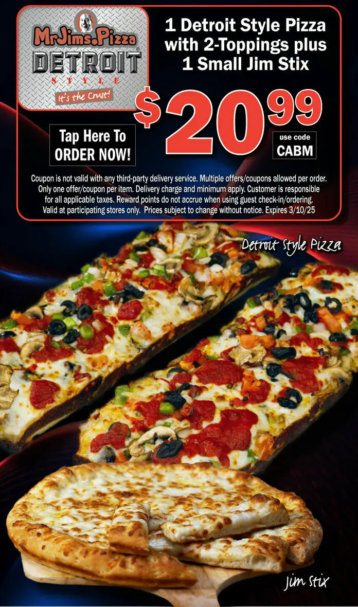 30% Off Mr. Jim's Pizza Coupons & Deals (Feb 2025)