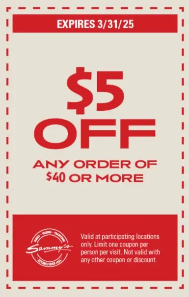 $5 Off Sammy's Pizza Coupons & Deals (Apr 2025)