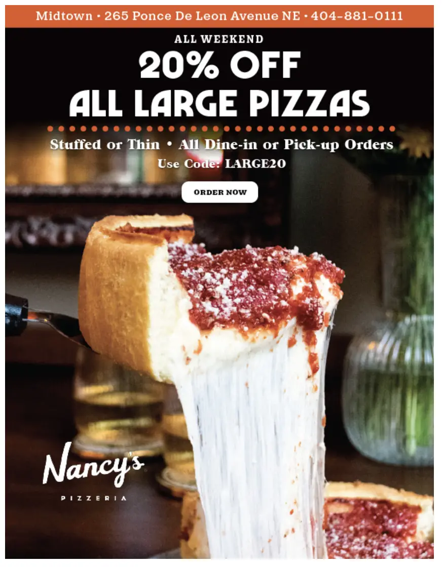 Nancy's Pizza Coupons Get Cheesy with 20 Off, Promo Codes (Jul 2021)