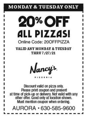 Nancy's Pizza Coupons: Get Cheesy with 20% Off, Promo Codes (Jul 2021)