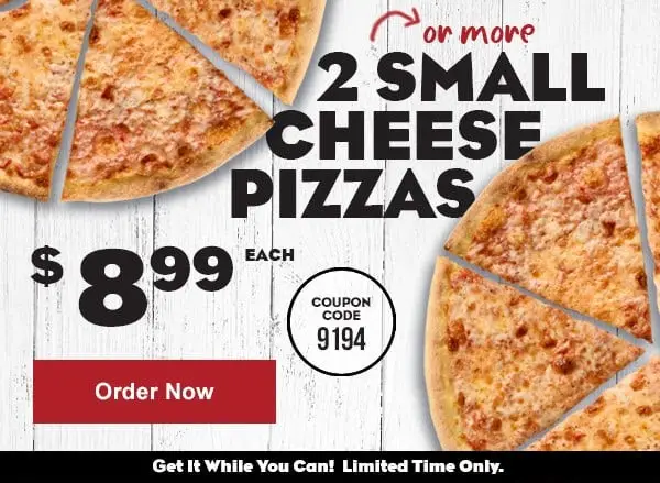 Papa Gino's Pi Day Get Two Small Cheese Pizzas for $8.99 Each
