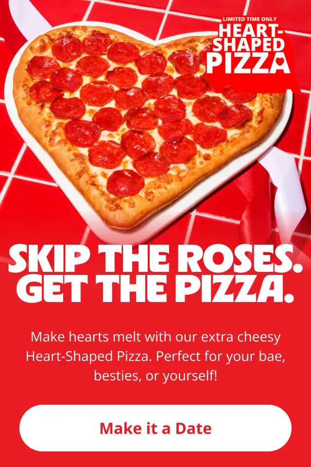 Pizza Hut Printable Coupon Valentine's Day 2026: Get a Heart-Shaped 1 Topping Pizza