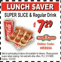 $1 Off Rocky Rococo Pizza and Pasta Coupons Promo Codes Deals (Nov 2022)