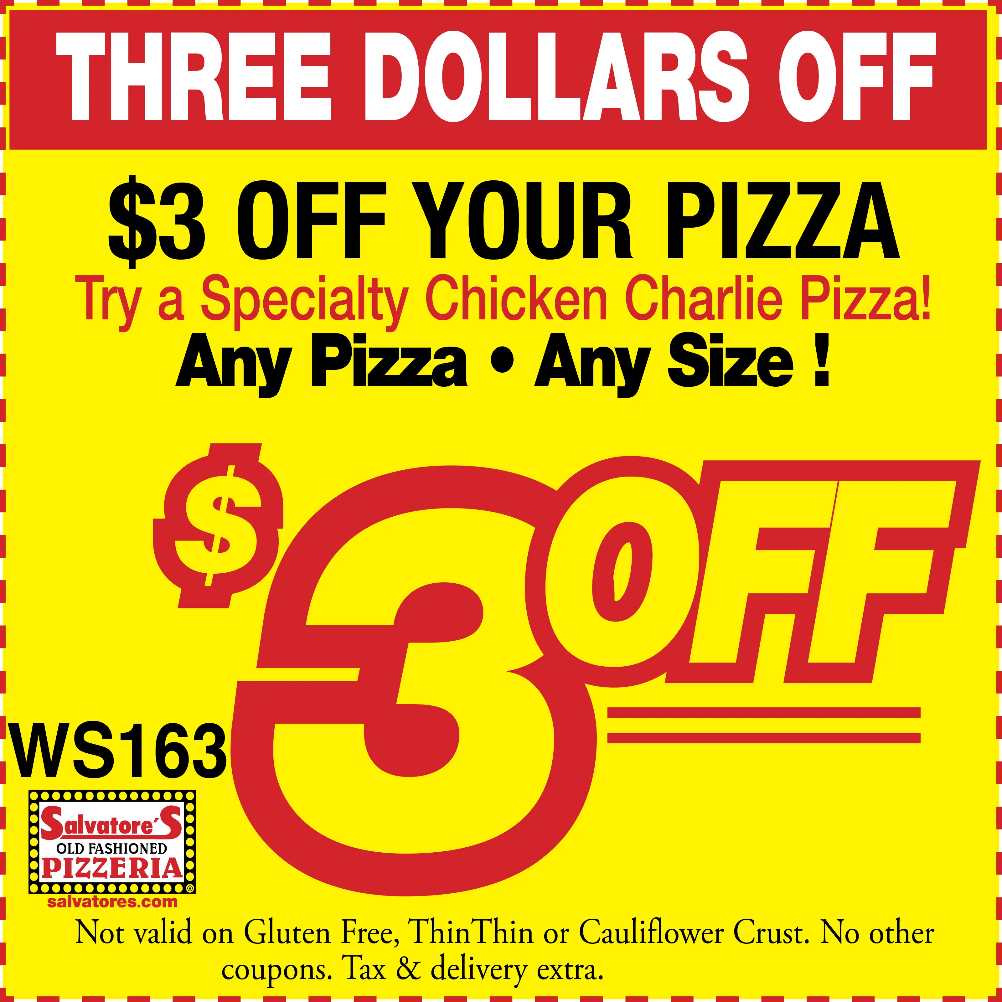 3 Off Salvatore's Pizzeria Coupons, Promo Codes & Deals (May 2023)