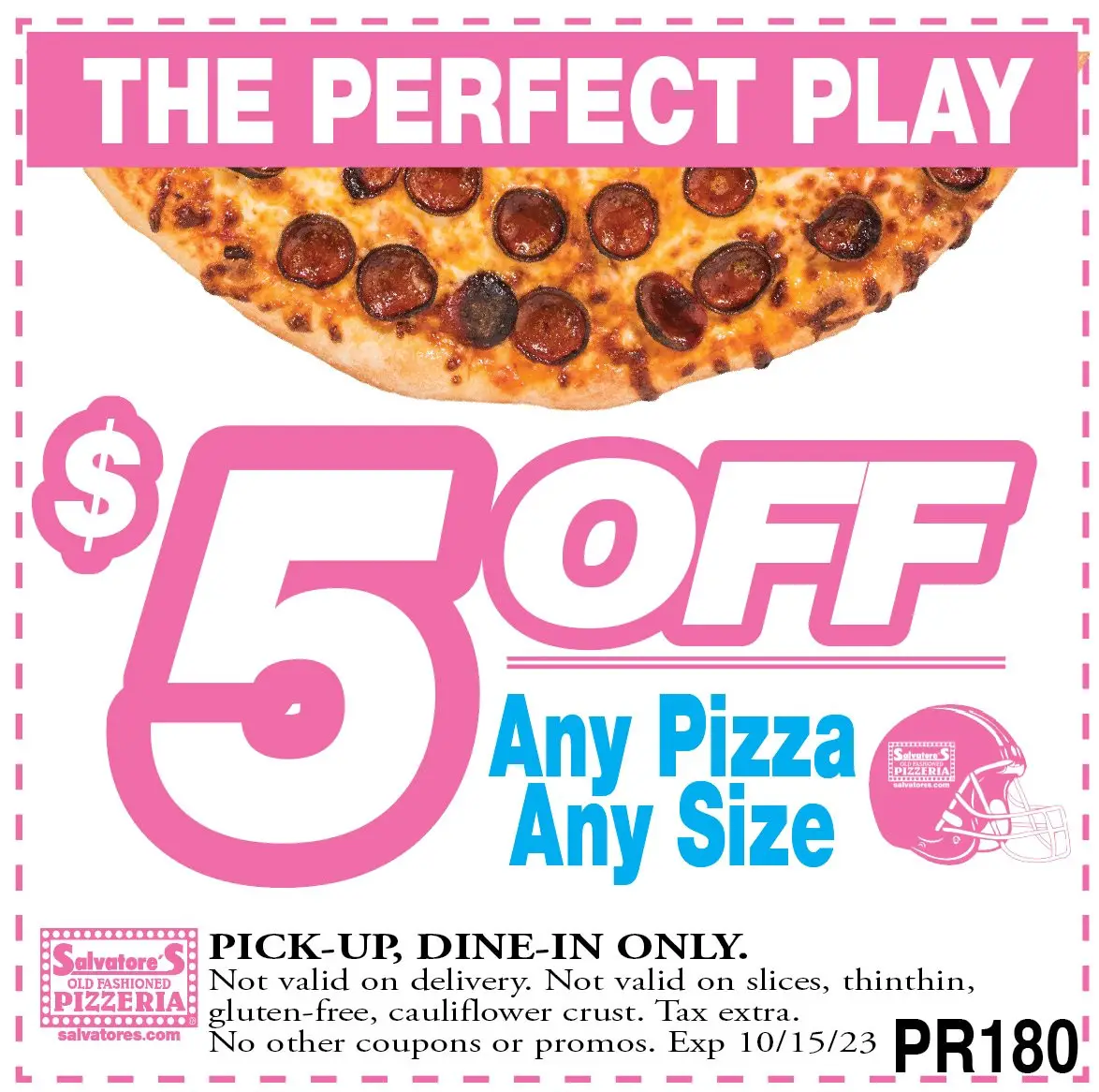 Salvatore's Pizzeria National Pepperoni Pizza Day Save $5 OFF Any Pizza, Any Size