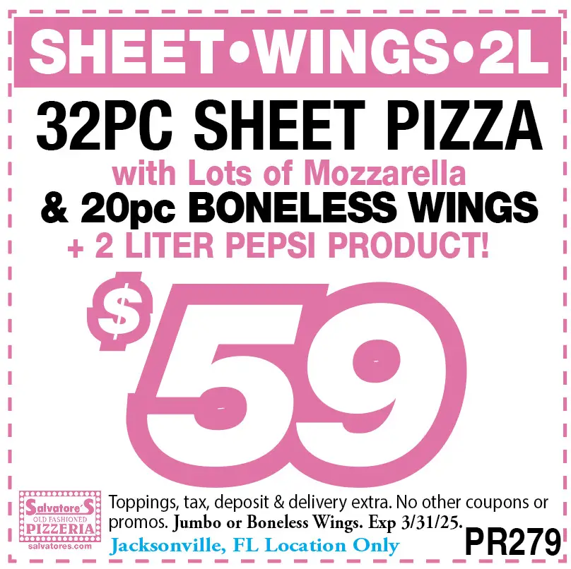 $3 Off Salvatore's Pizzeria Coupons &amp; Deals (Mar 2025)